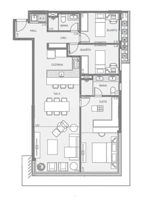 Planta — Apartamento 100,25 m²