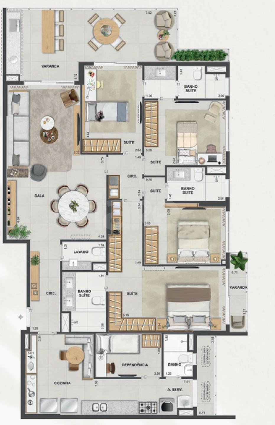 Planta — Apartamento 173,96 m²