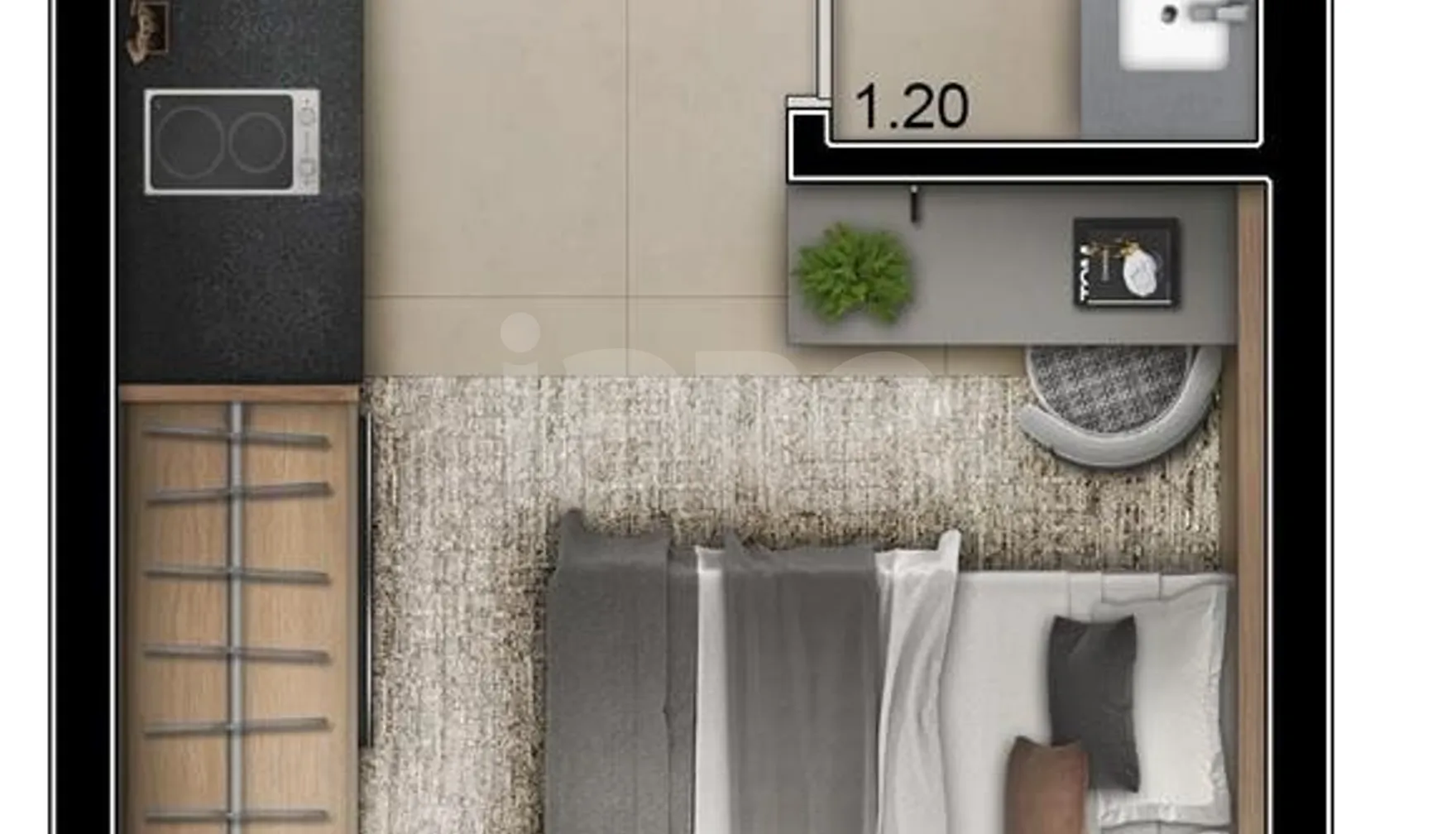 Planta — Studio 25,83 m²