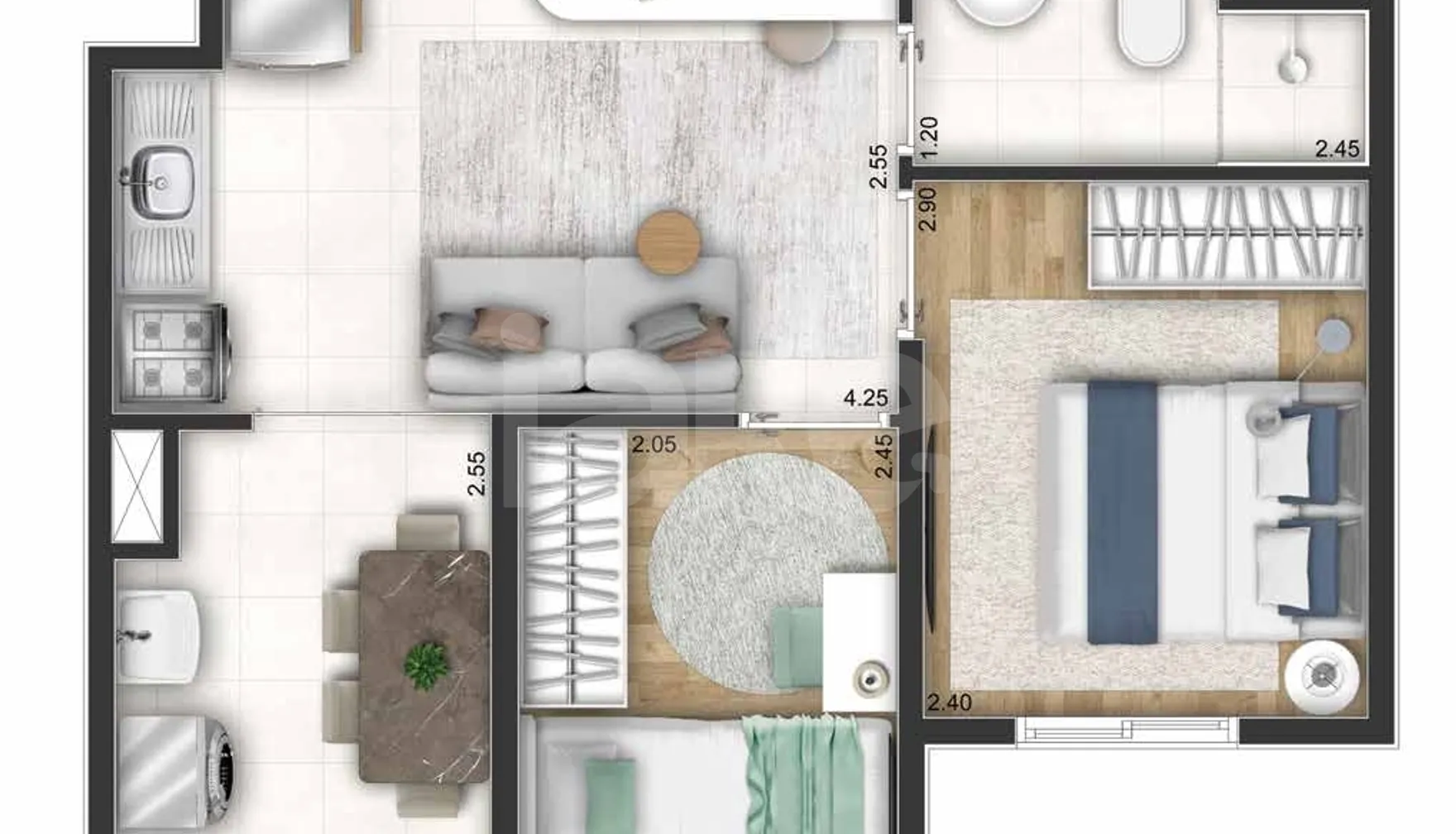 Planta — Apartamento 34,73 m²