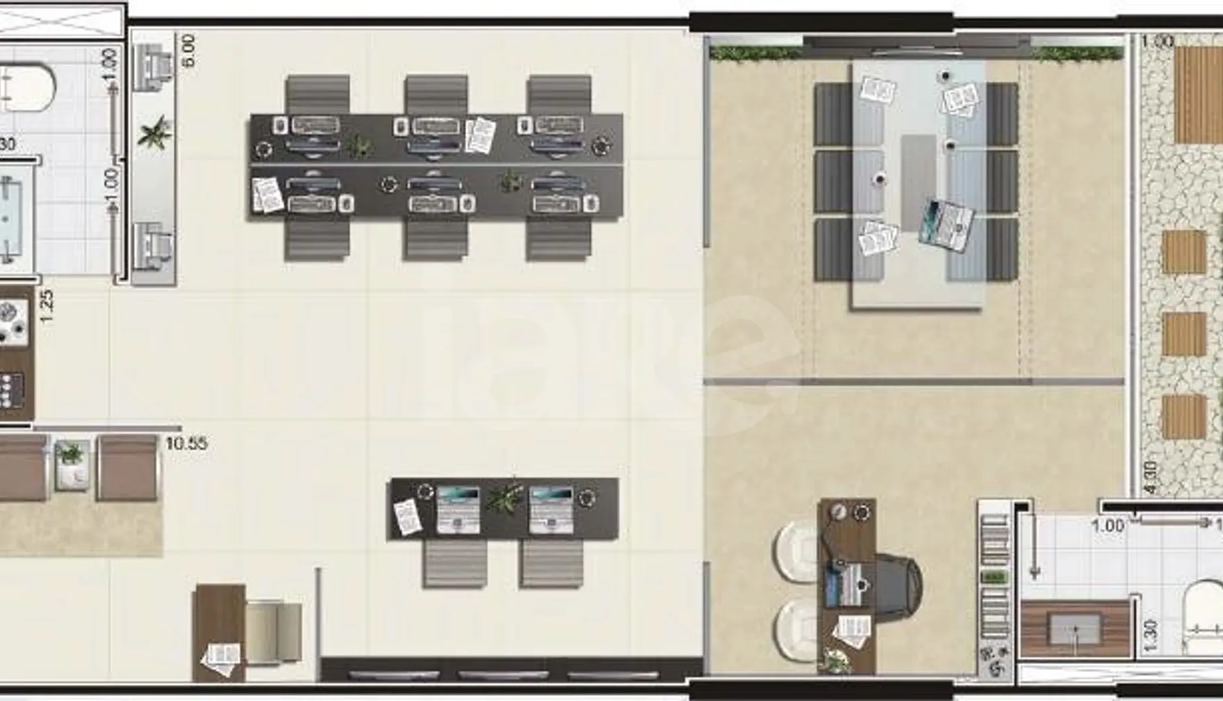 Planta — Sala com Área Ext. 66,36 m²