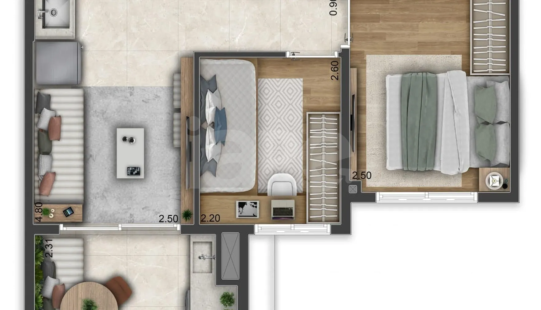 Planta — Apartamento 45,82 m²
