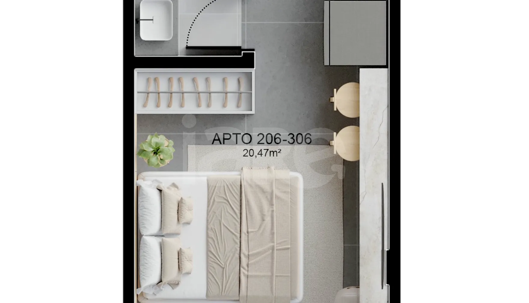 Planta — Studio 20,64 m²