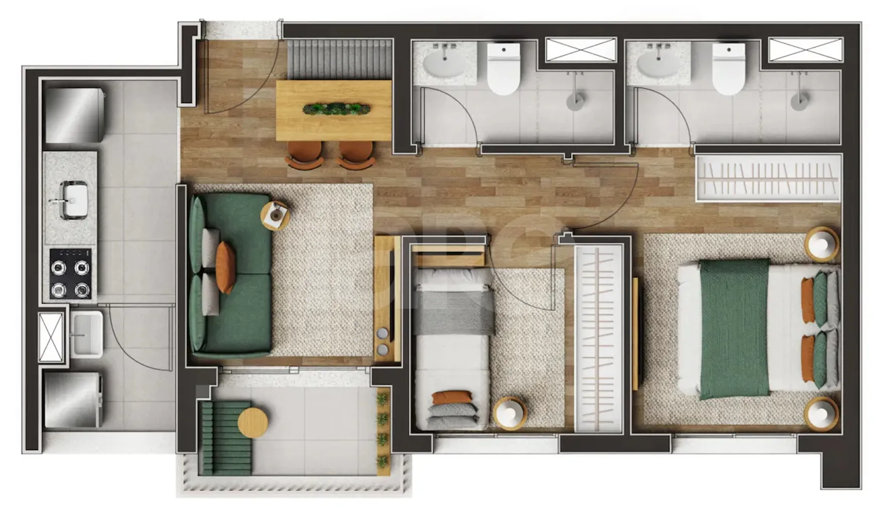 Planta — Apartamento 45 m²