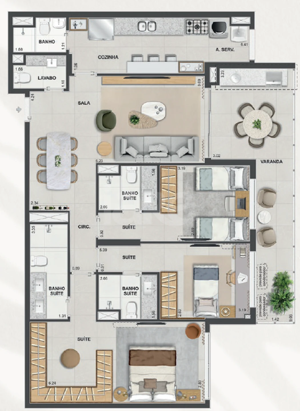 Planta — Apartamento 143,97 m²