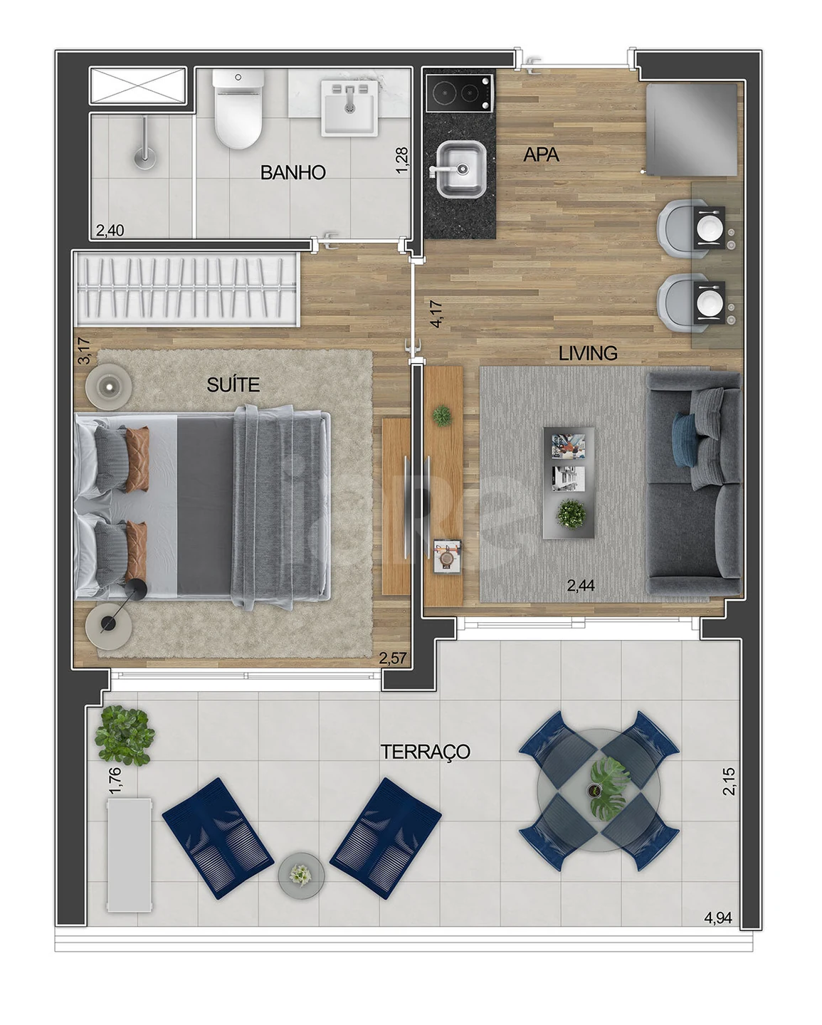 Planta — Apartamento 40,54 m²