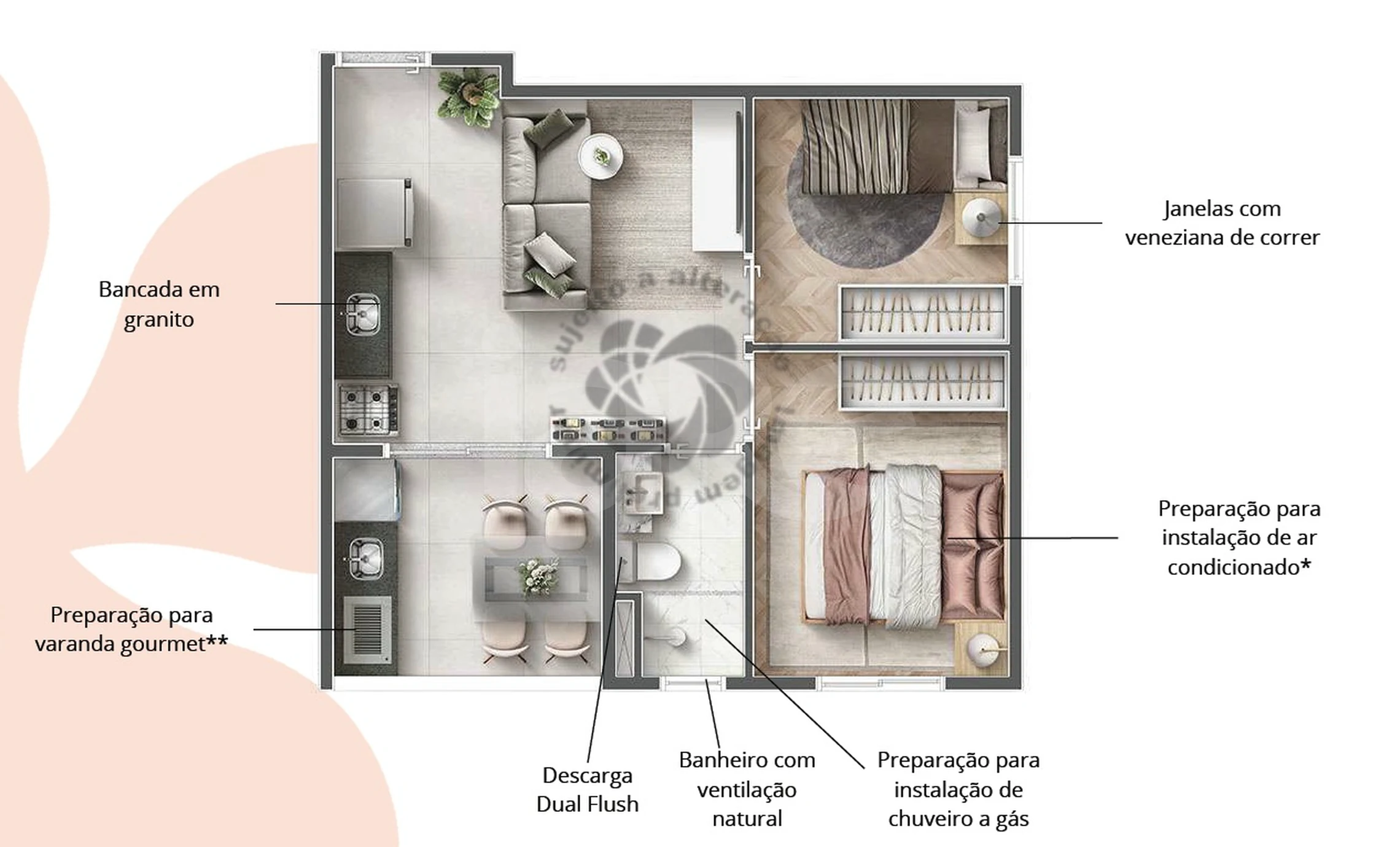 Planta — Apartamento 38,1 m²