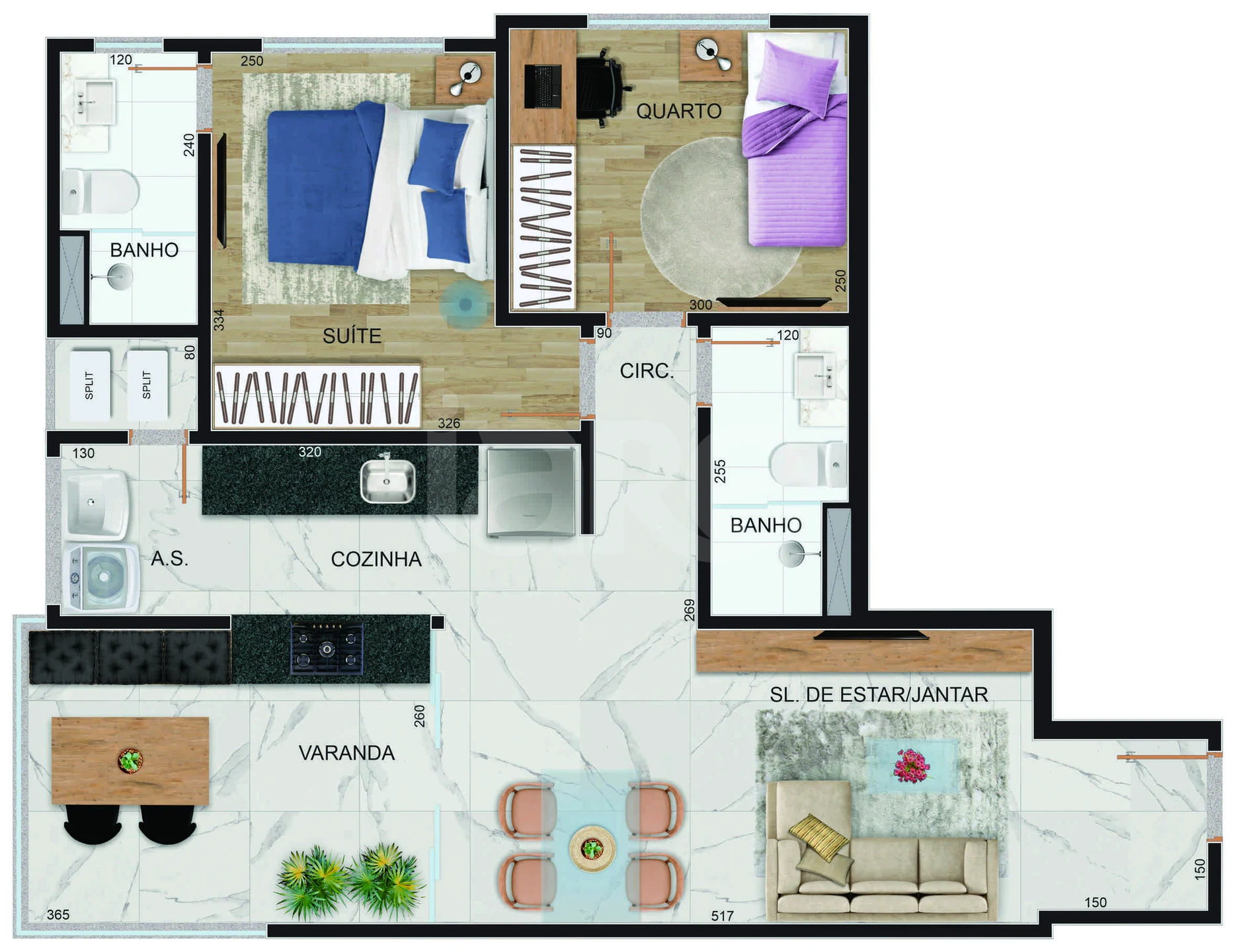 Planta — Garden 88,99 m²
