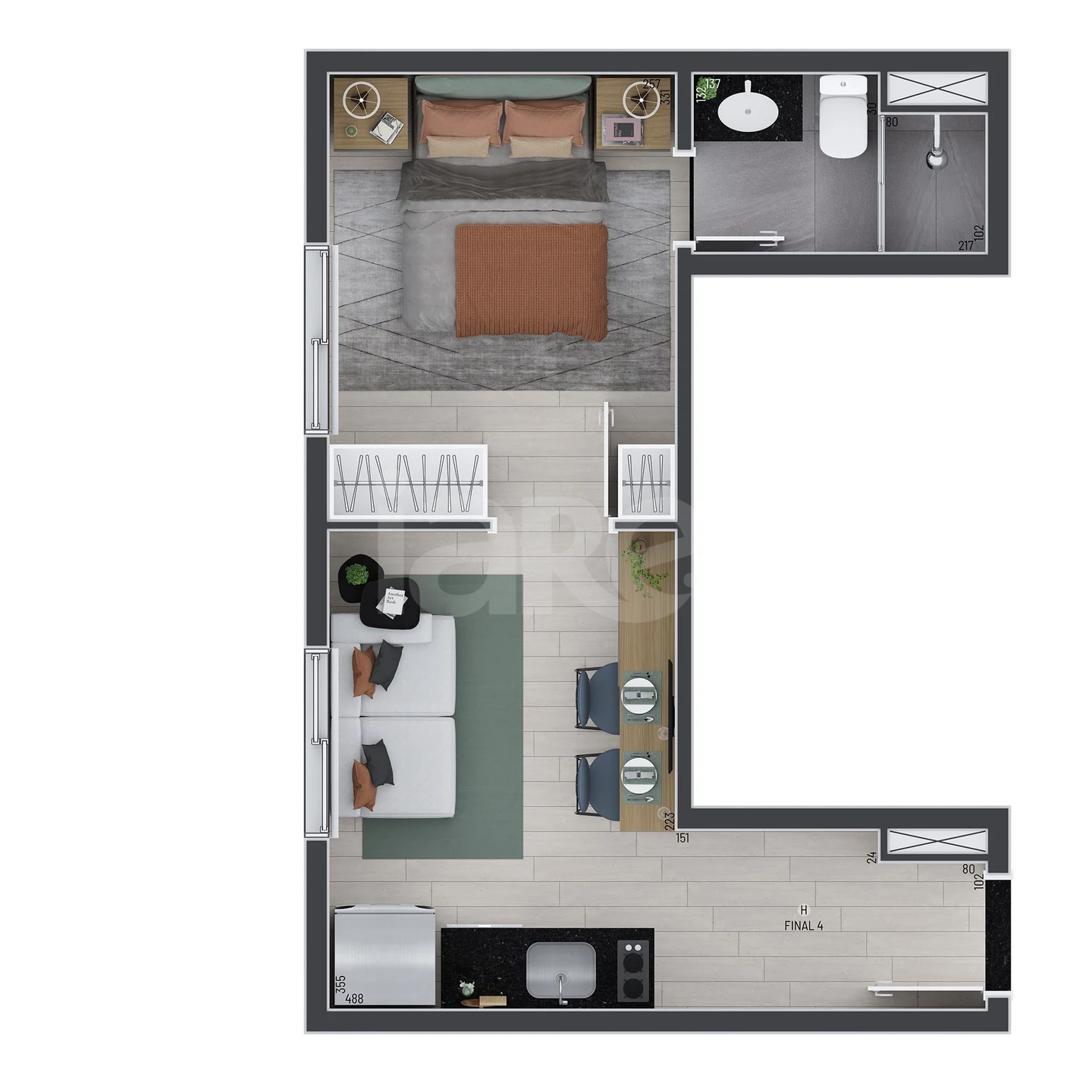 Planta — Apartamento 28,13 m²
