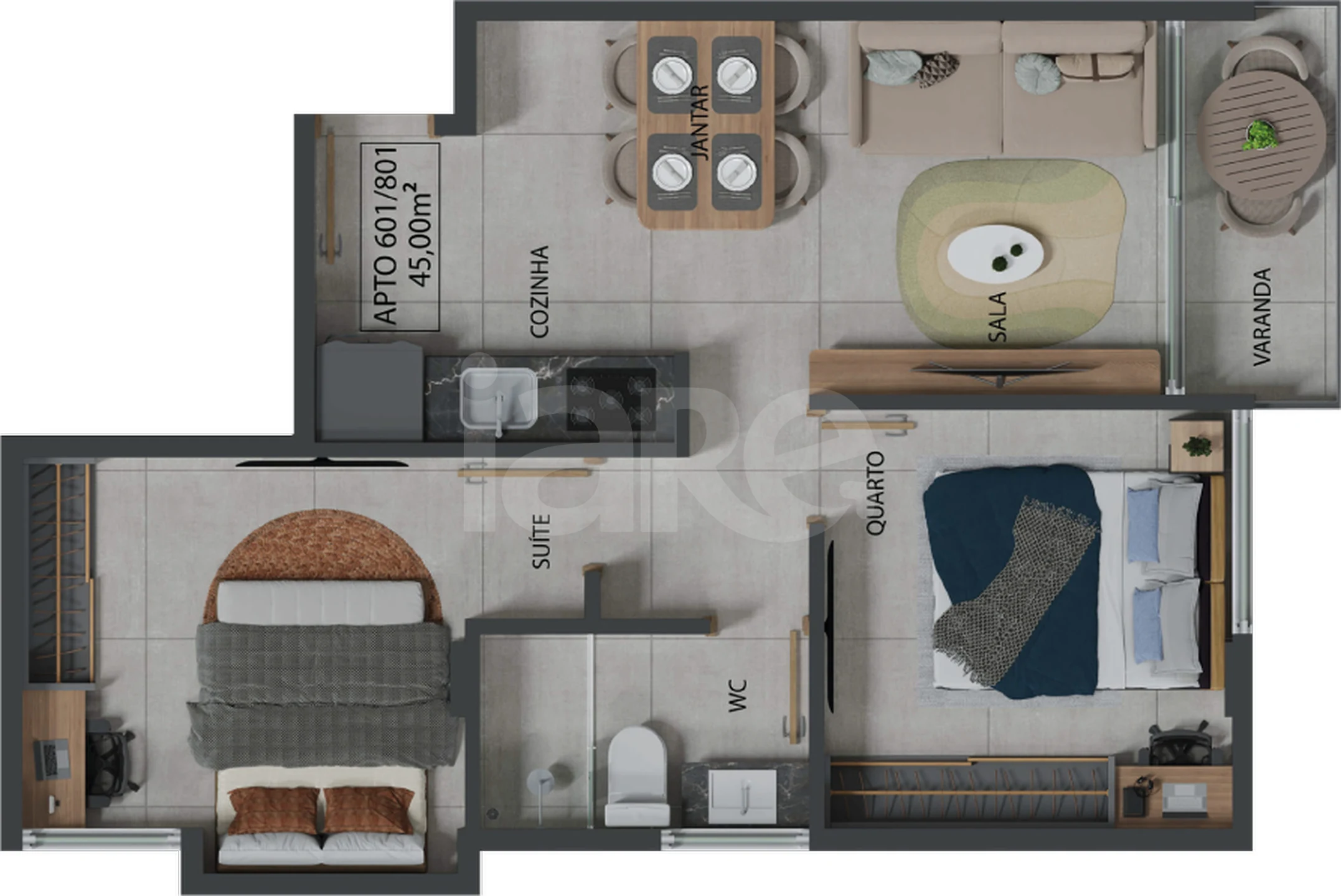 Planta — Apartamento 45 m²