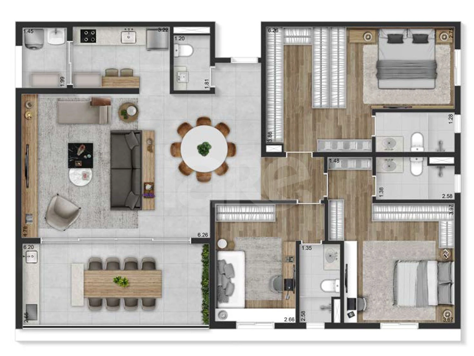 Planta — Apartamento 150,5 m²