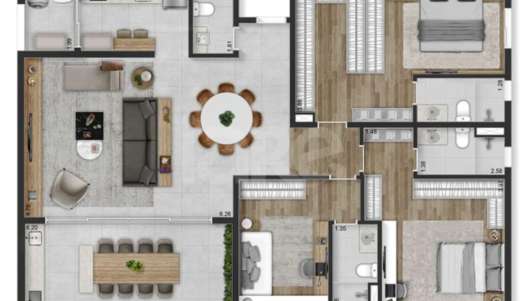 Planta — Apartamento 150,5 m²
