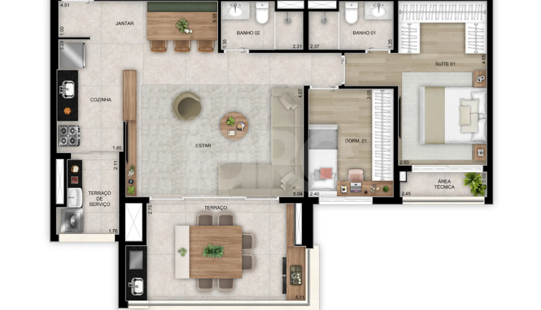 Planta — Apartamento 87,86 m²