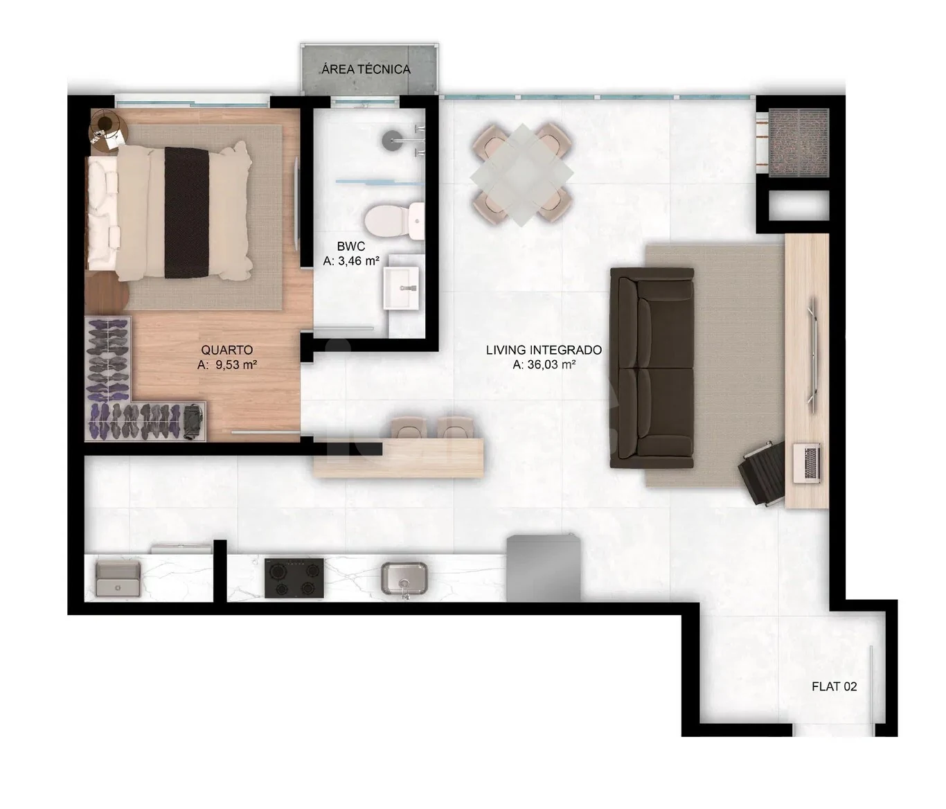 Planta — Apartamento 54 m²