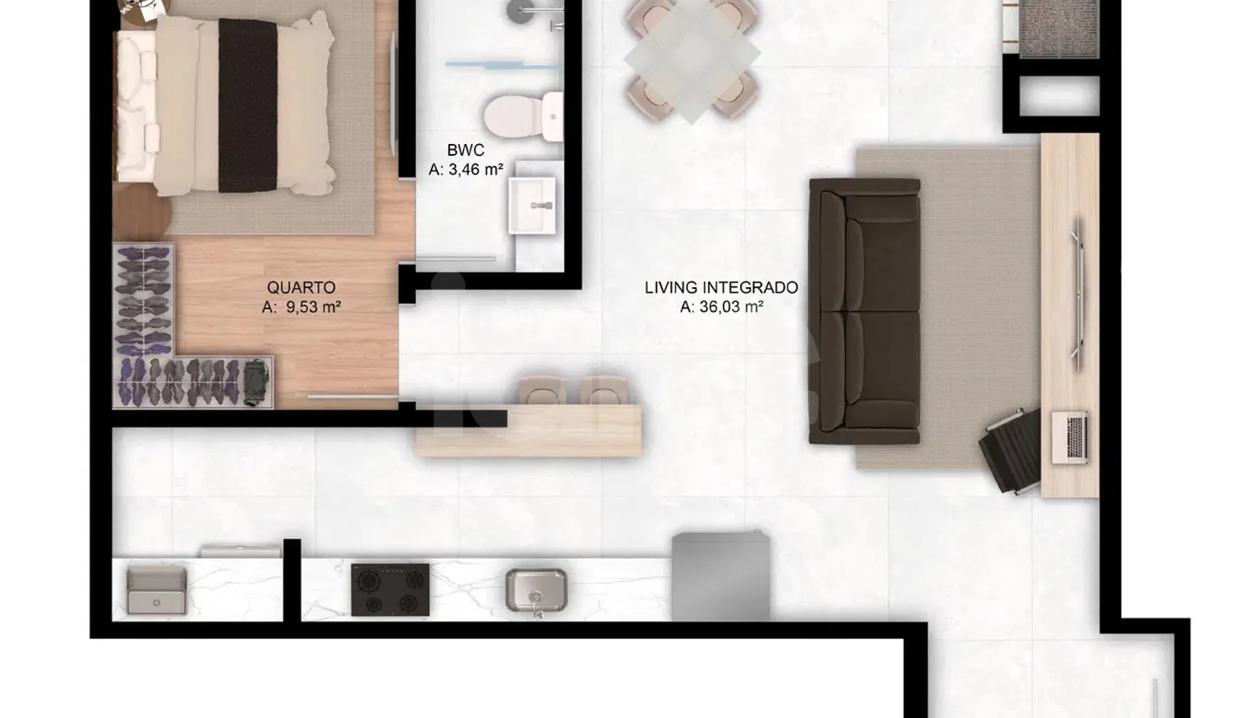 Planta — Apartamento 54 m²