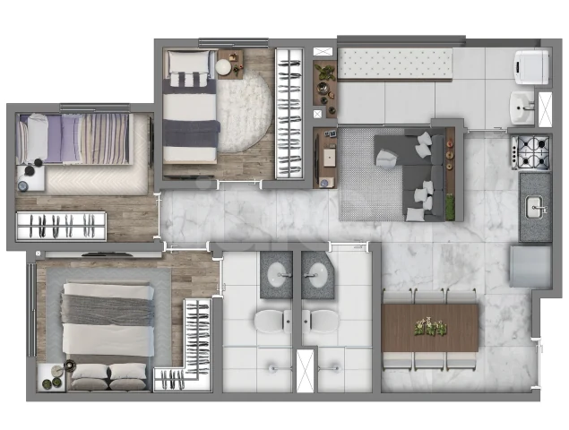 Planta — Apartamento 55,99 m²