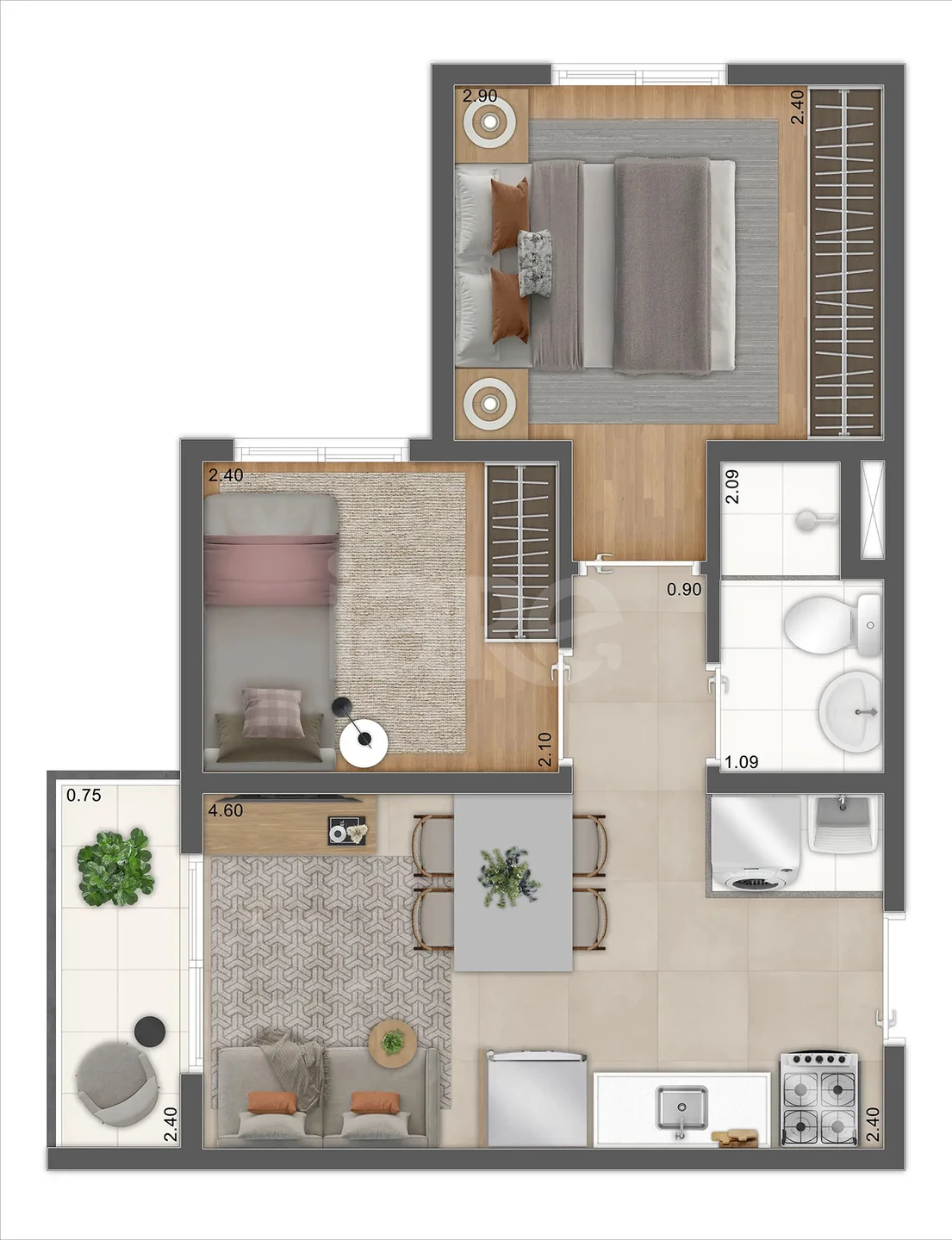 Planta — Apartamento 32,14 m²