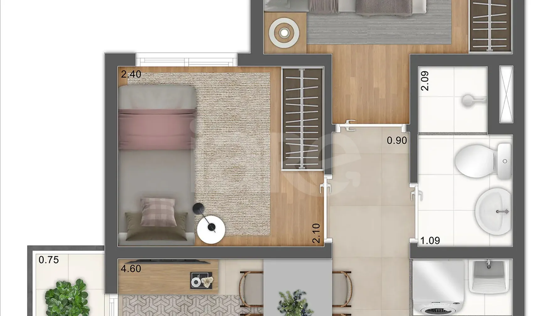 Planta — Apartamento 32,14 m²