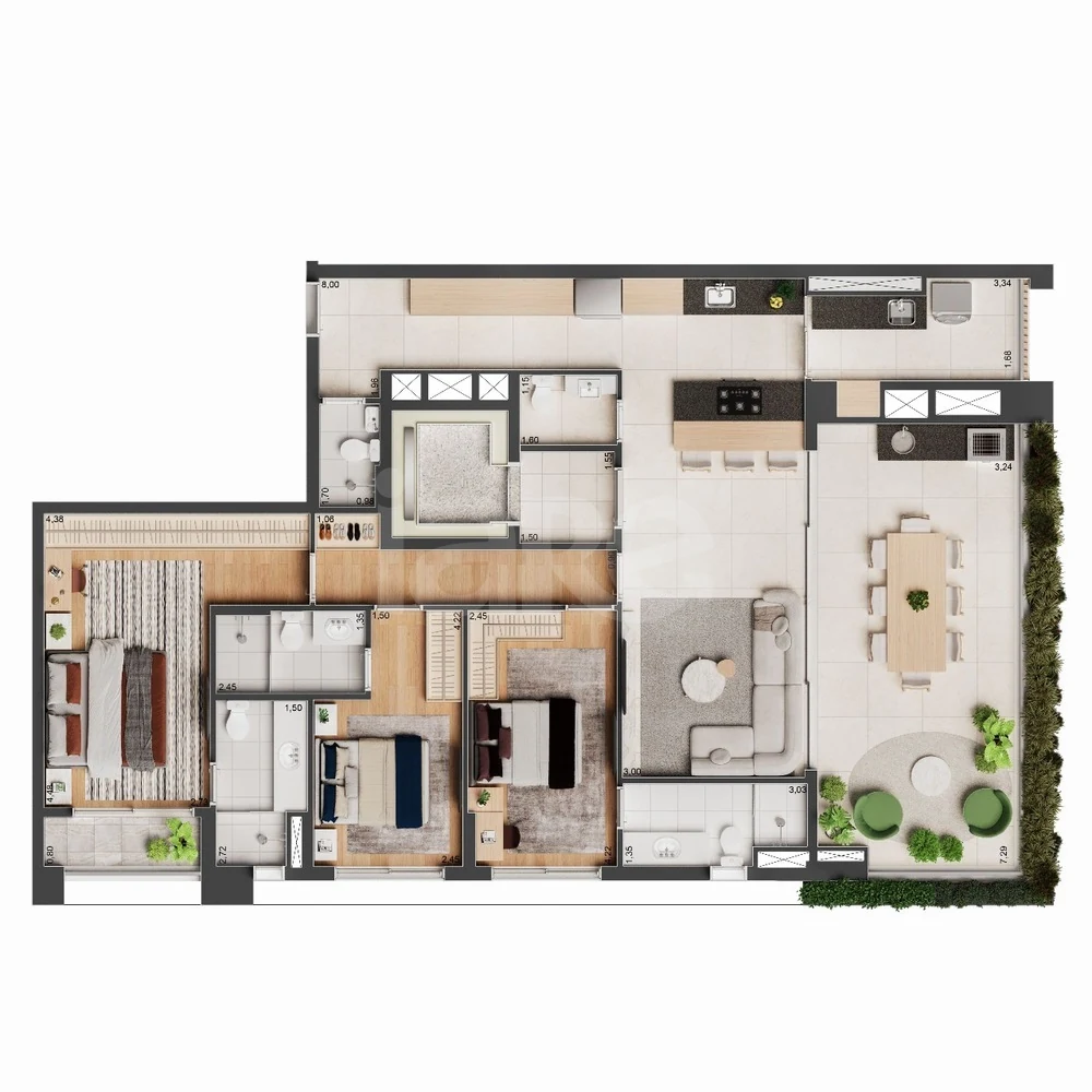 Planta — Apartamento 145,45 m²