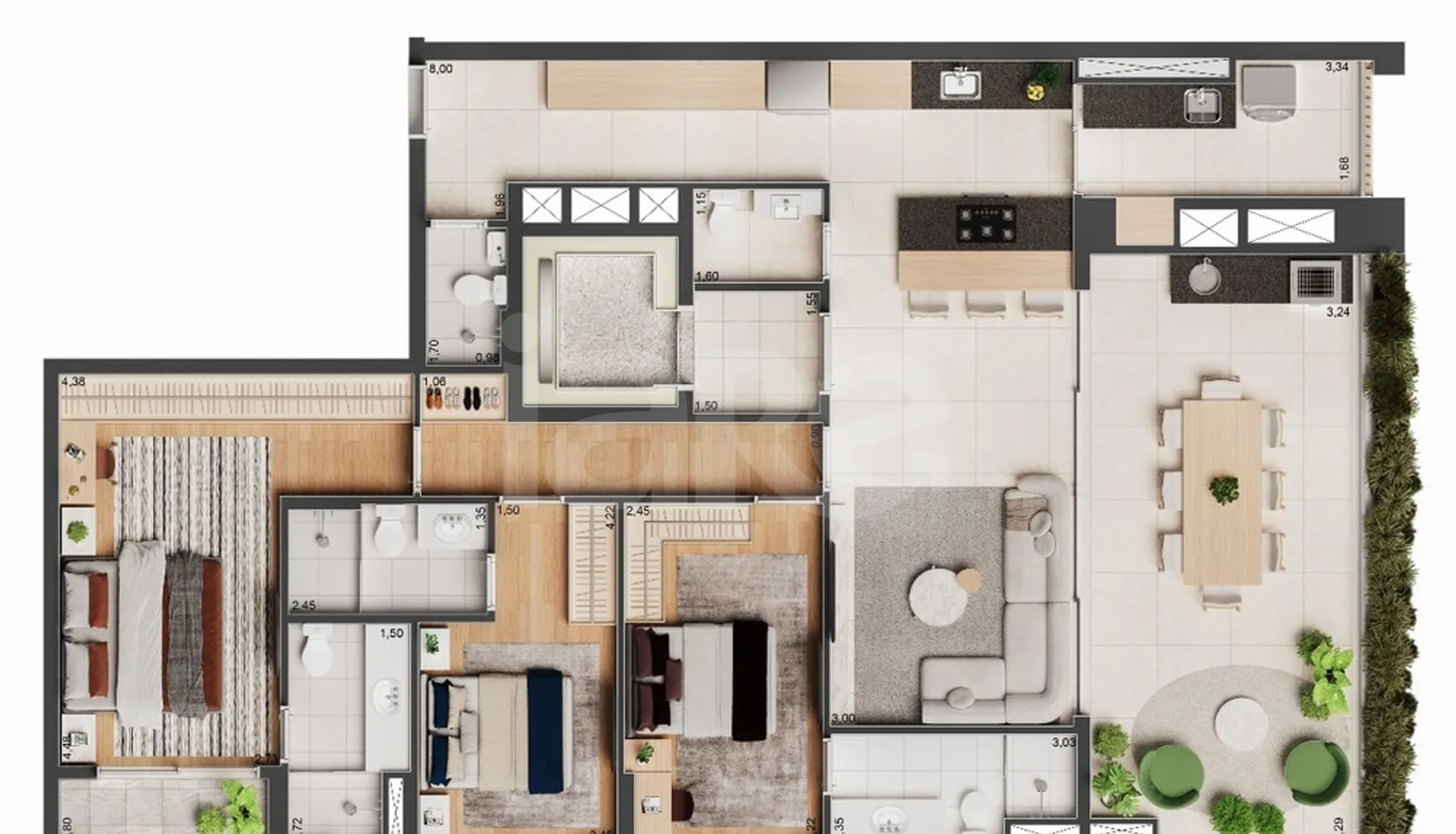 Planta — Apartamento 145,45 m²