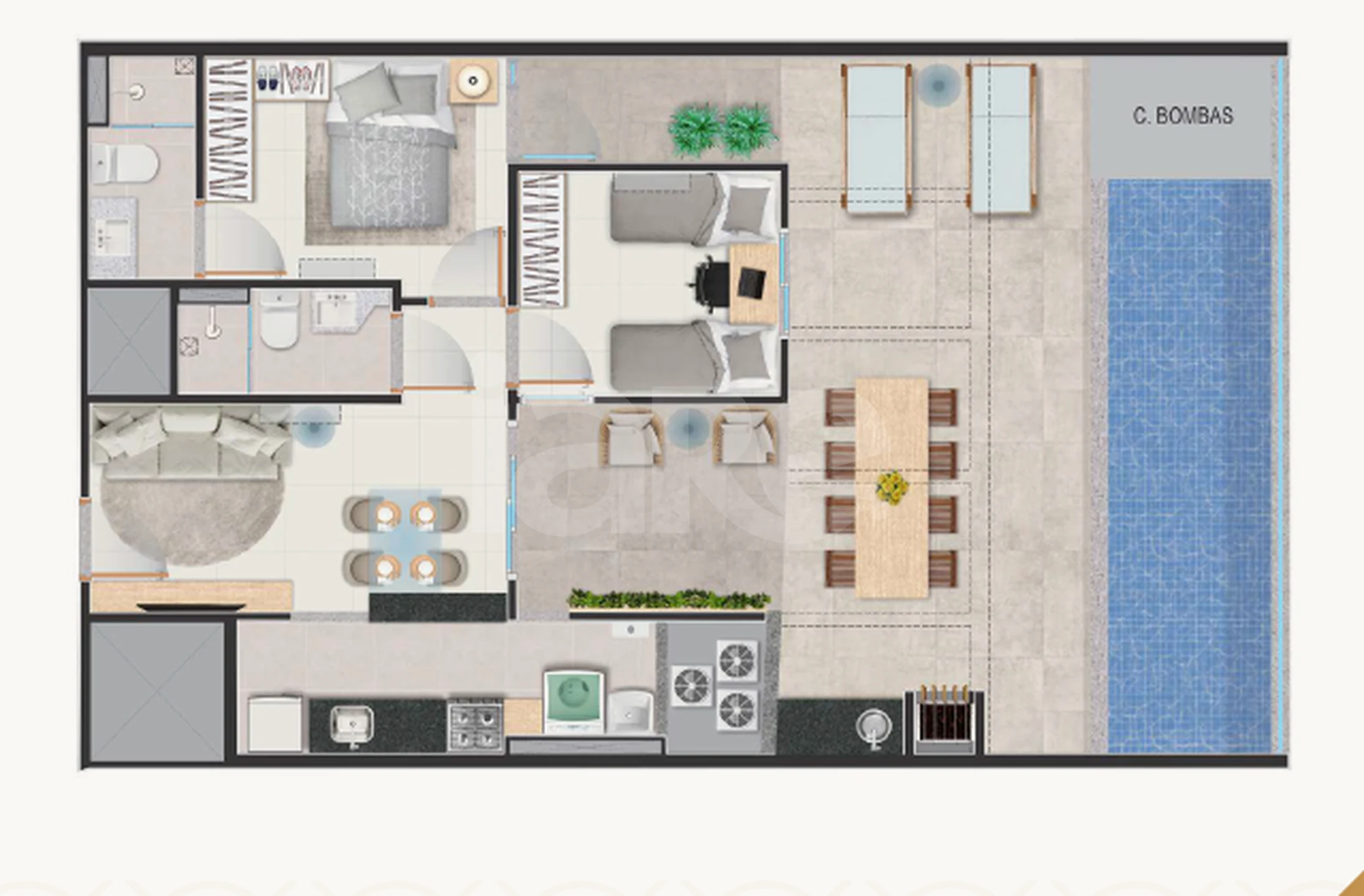 Planta — Cobertura Duplex 101,55 m²