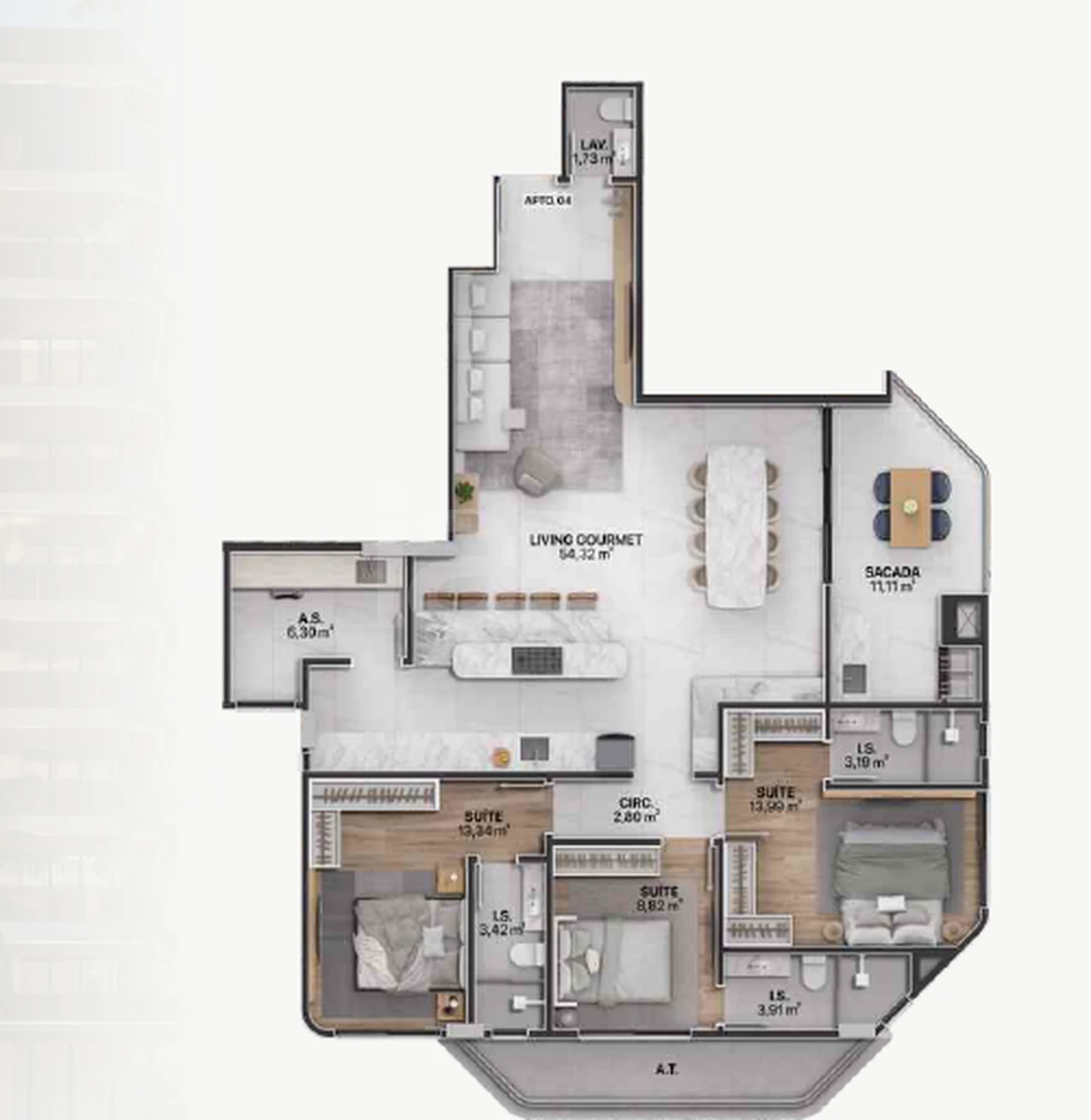 Planta — Apartamento 146 m²