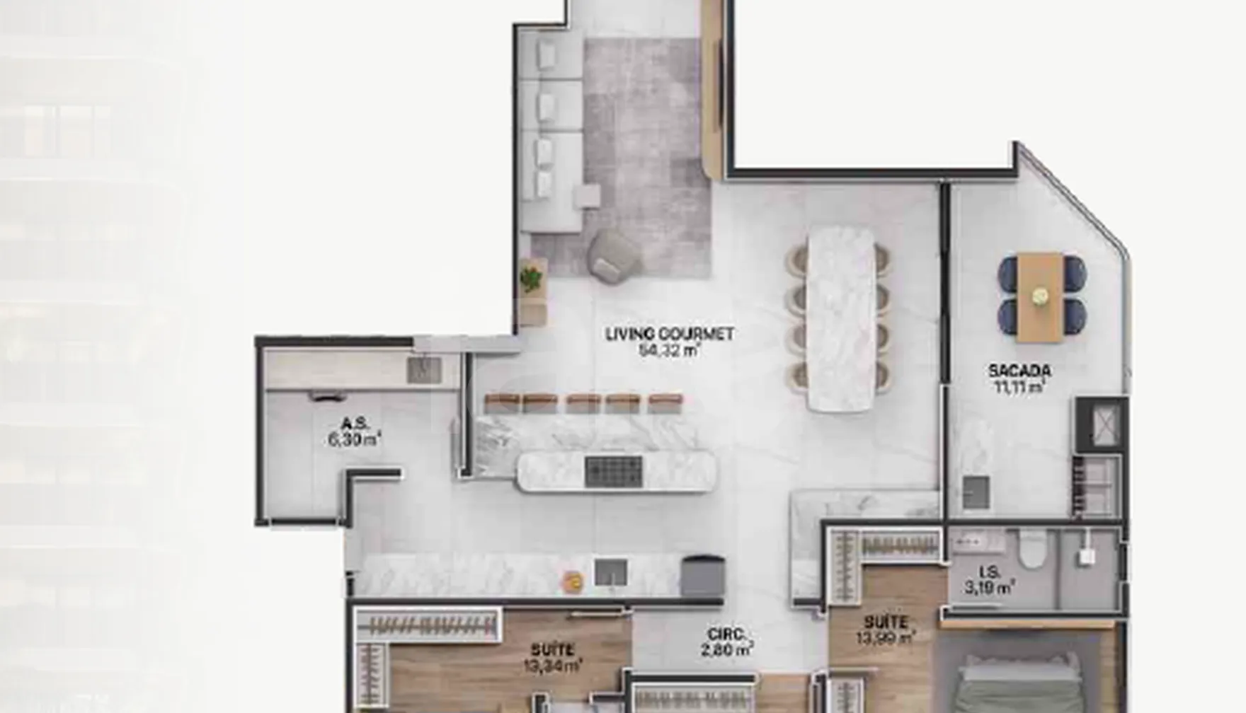 Planta — Apartamento 146 m²