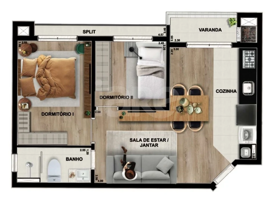 Planta — Apartamento 48,35 m²
