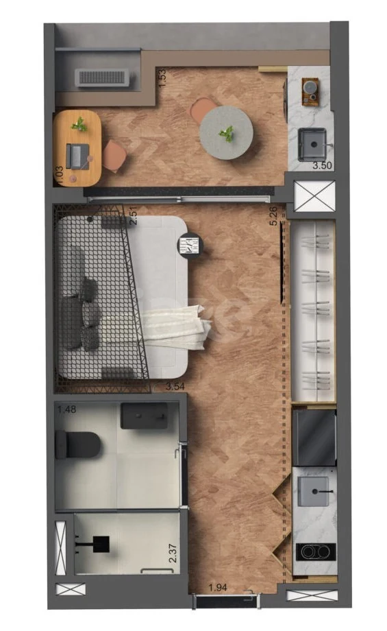 Planta — Studio 31,99 m²