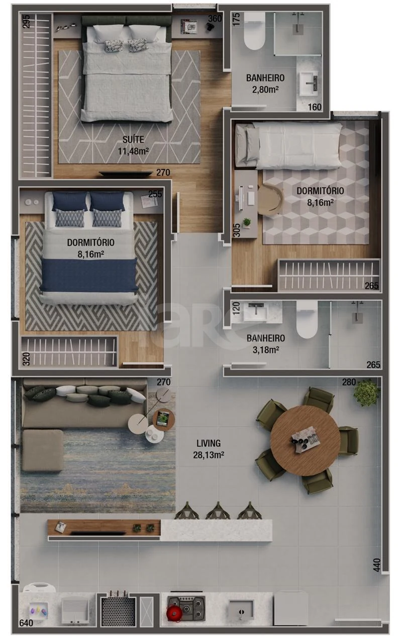 Planta — Apartamento 71,81 m²