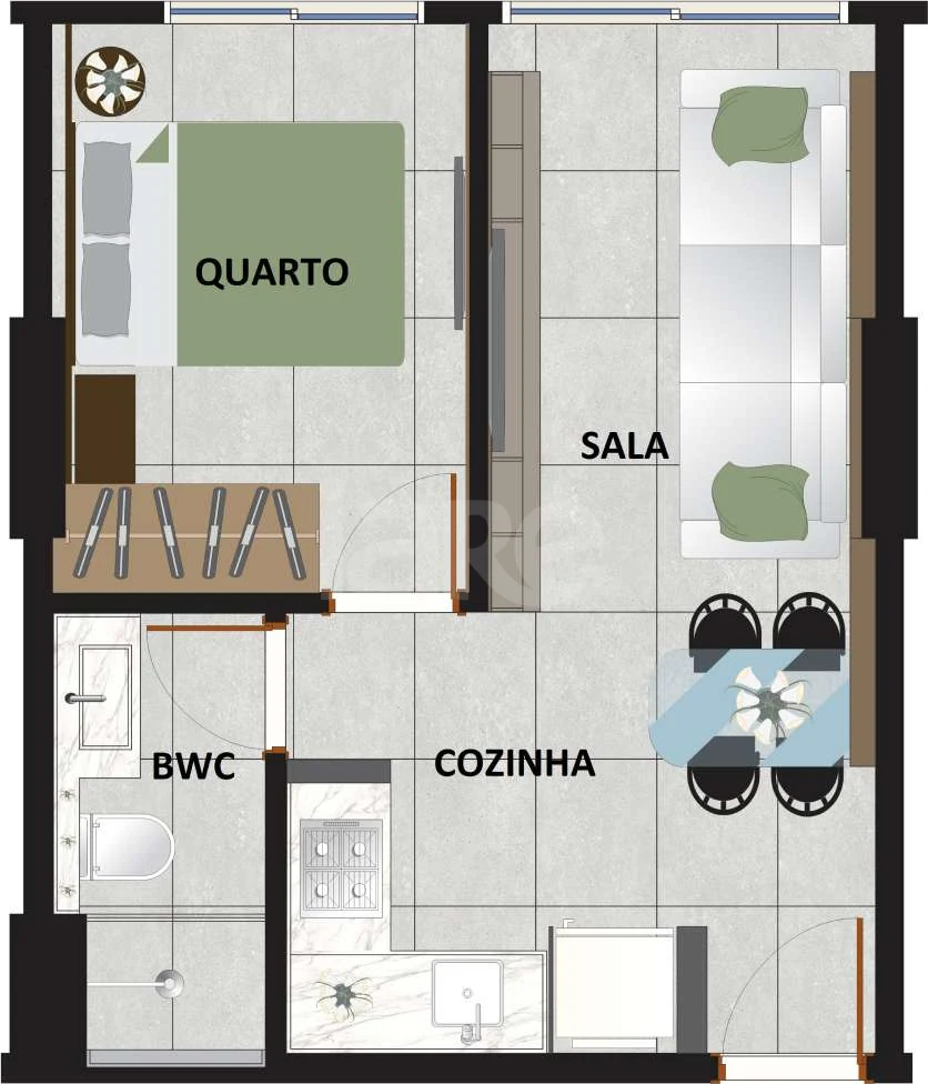 Planta — Apartamento 32,65 m²