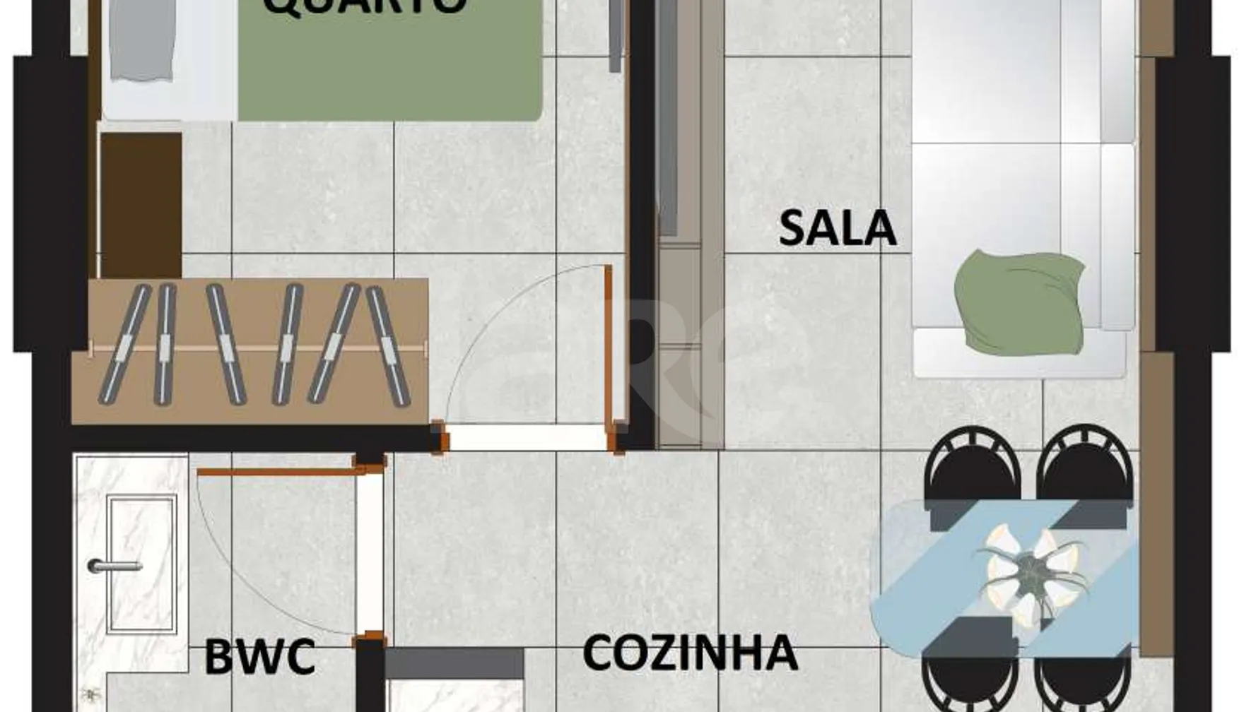Planta — Apartamento 32,65 m²