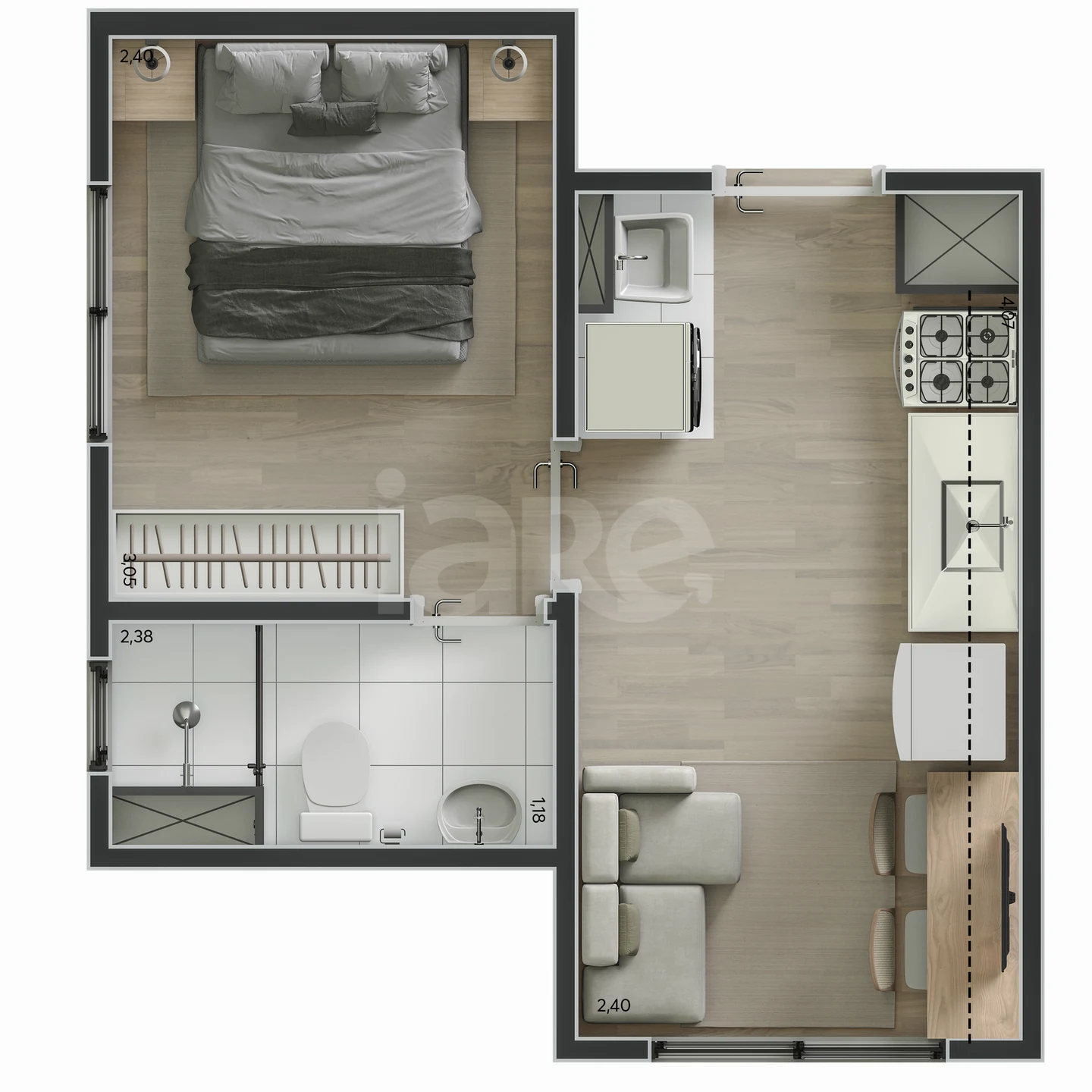Planta — Apartamento 24,52 m²