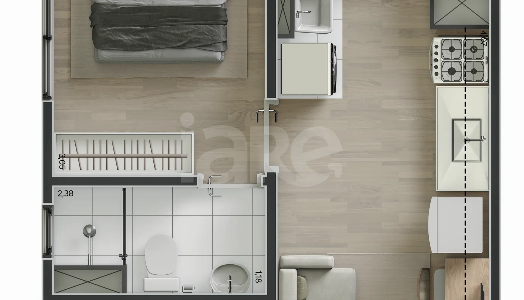 Planta — Apartamento 24,52 m²