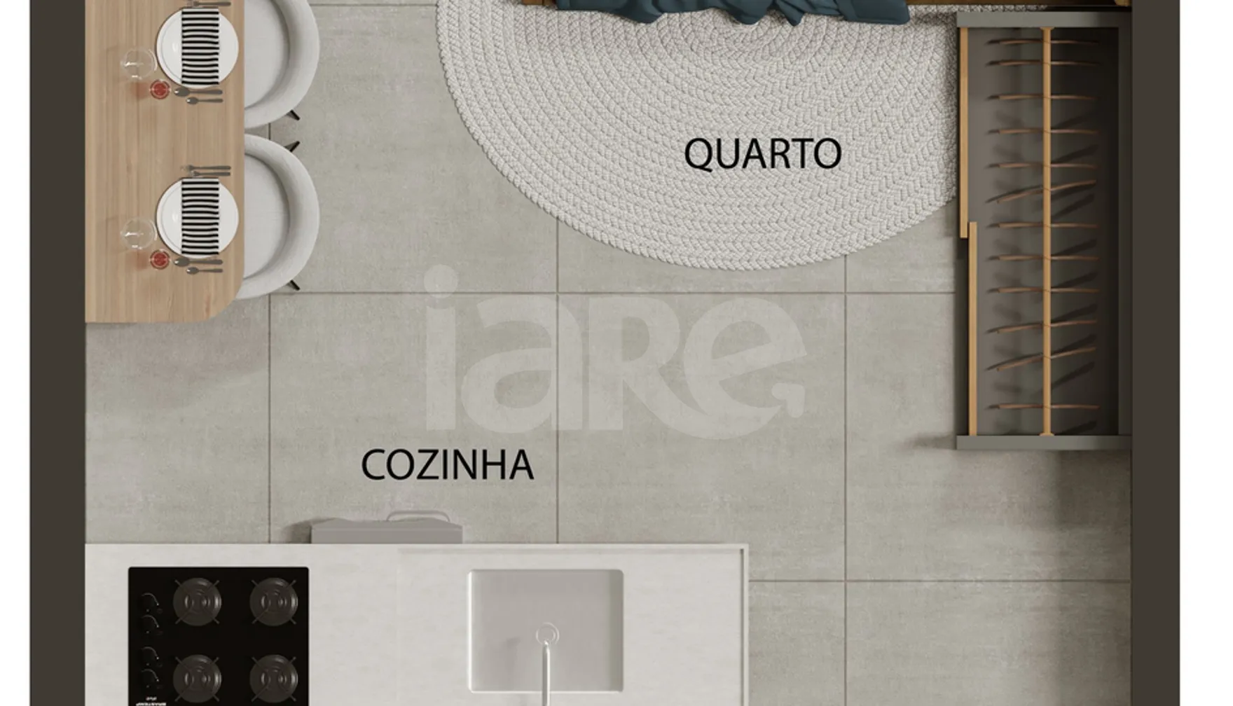 Planta — Studio 24,09 m²
