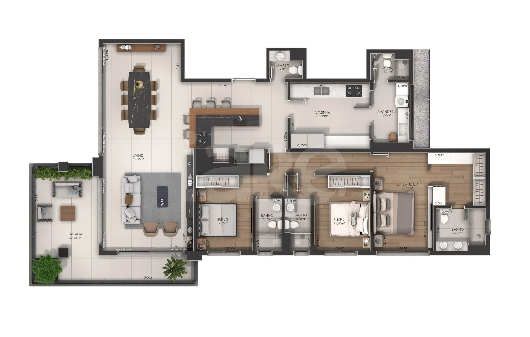 Planta — Apartamento 200,22 m²