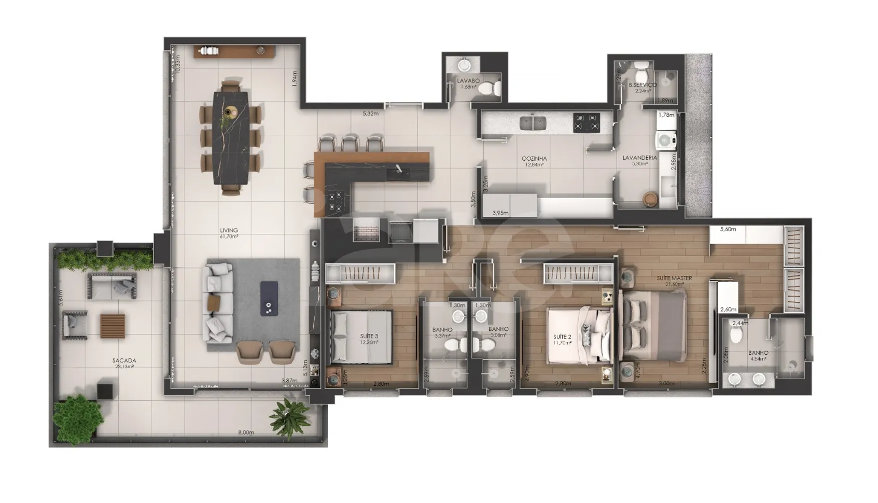 Planta — Apartamento 200,22 m²