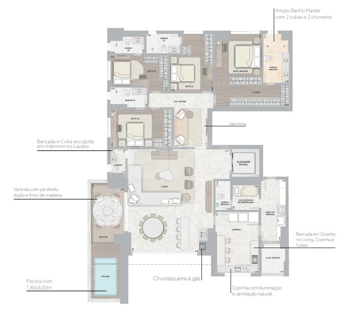 Planta — Apartamento 251,16 m²
