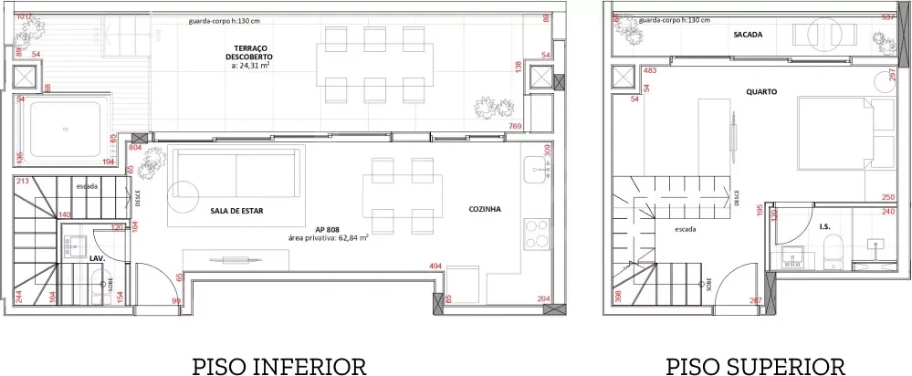 Planta — Cobertura Duplex 87,15 m²