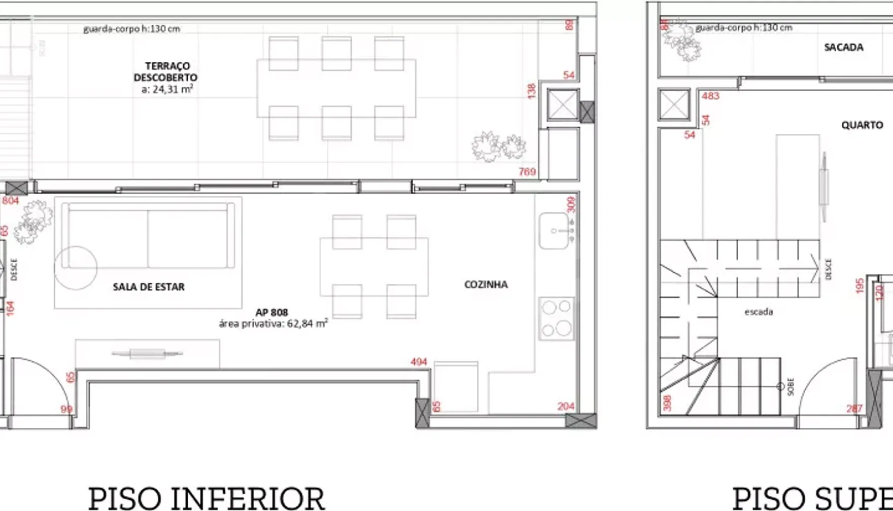 Planta — Cobertura Duplex 87,15 m²