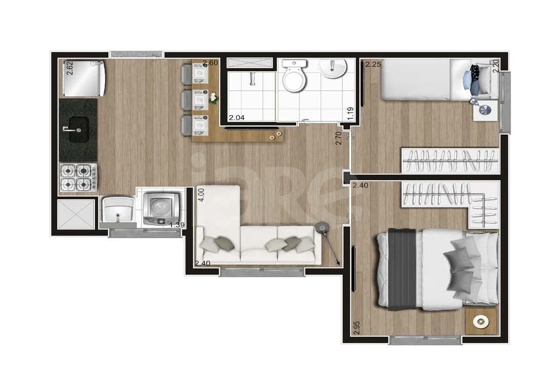 Planta — Apartamento 32,8 m²