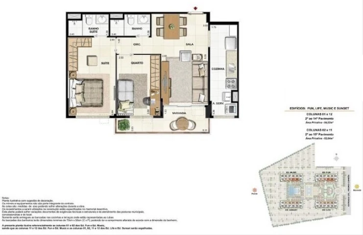 Planta — Apartamento 64,02 m²