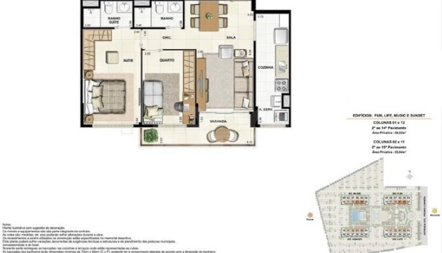 Planta — Apartamento 64,02 m²