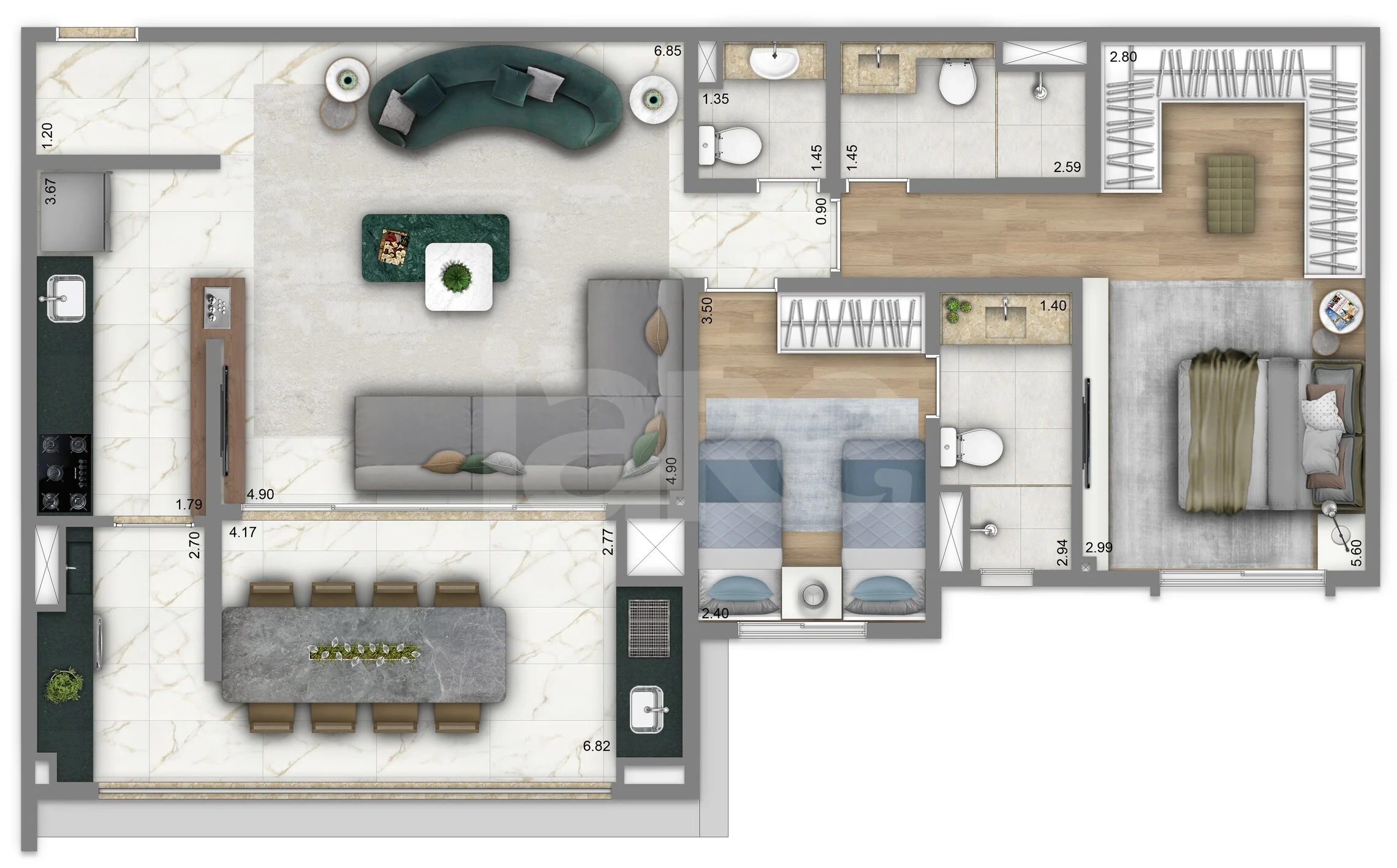 Planta — Apartamento 100,65 m²