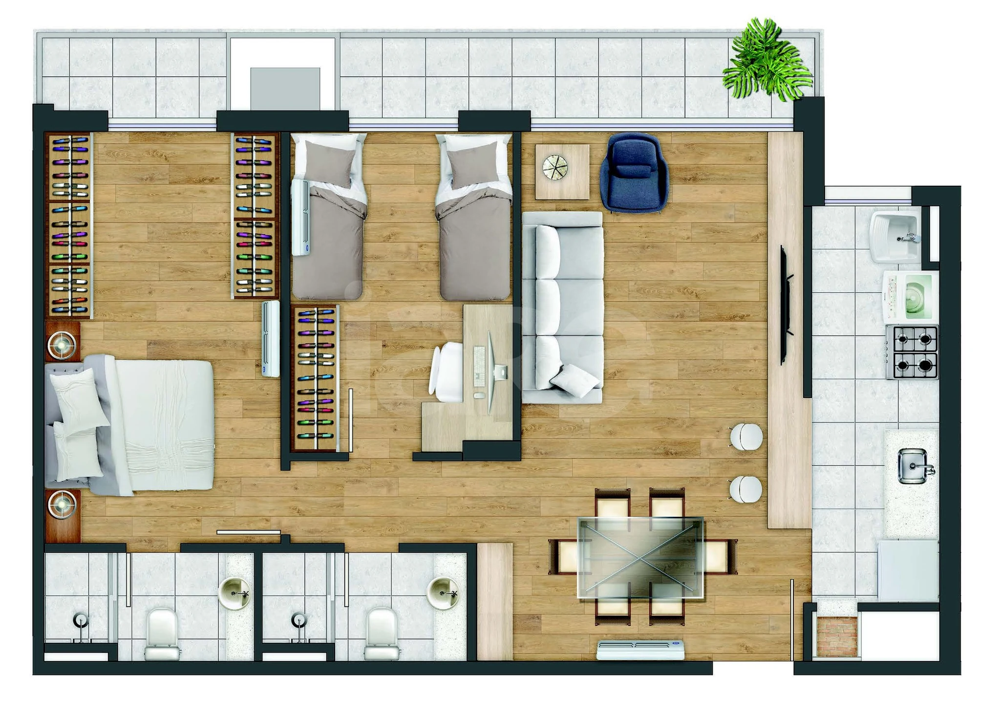 Planta — Apartamento 69,37 m²