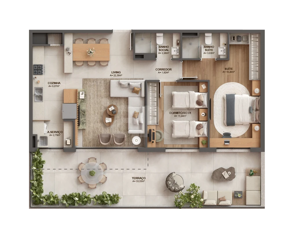 Planta — Garden 117,39 m²