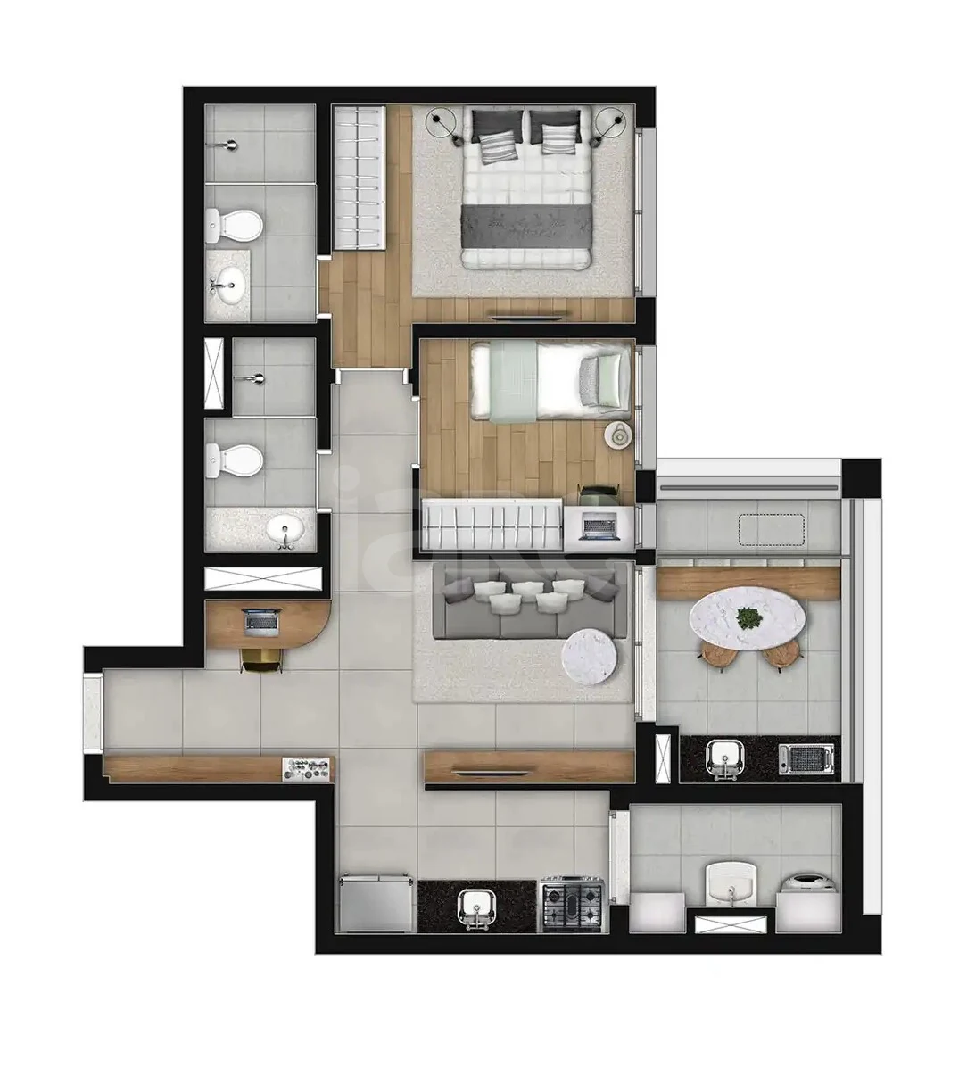 Planta — Apartamento 61,9 m²