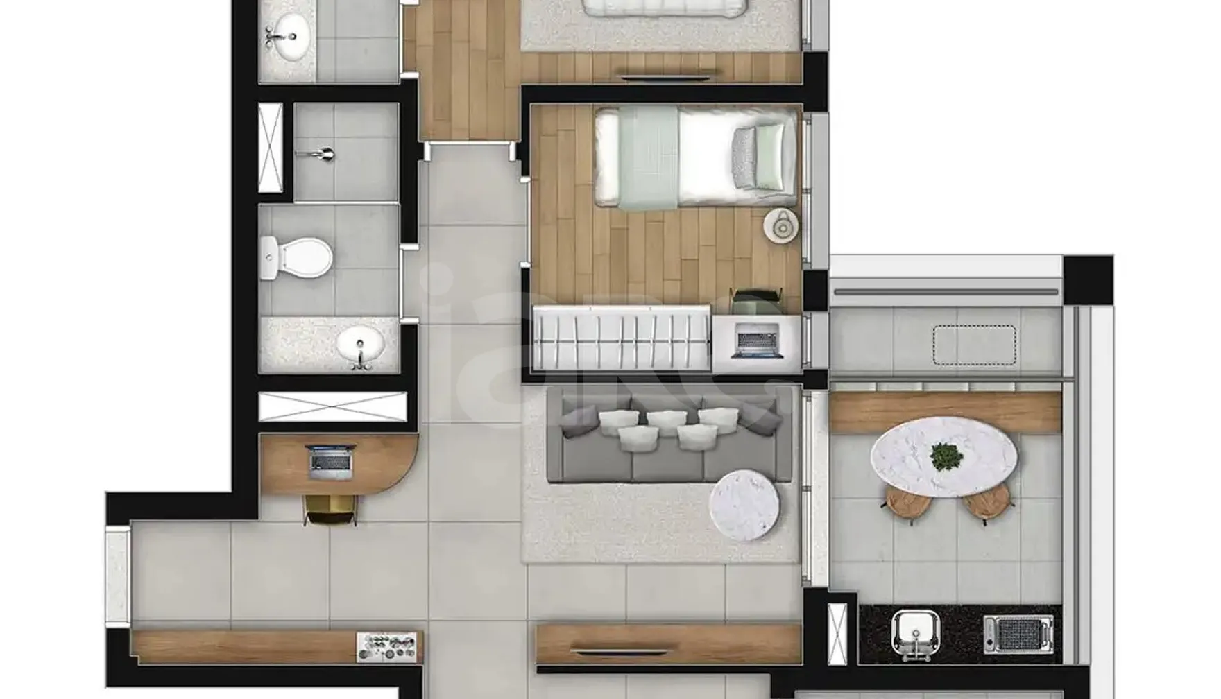 Planta — Apartamento 61,9 m²