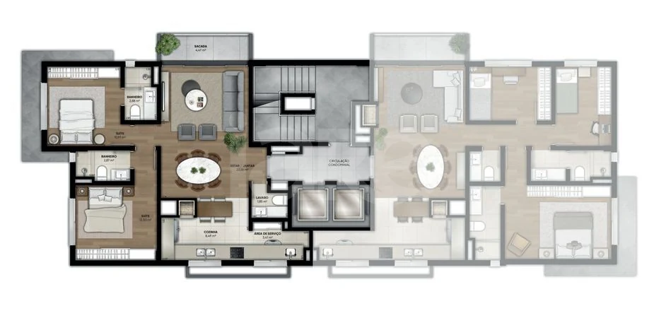 Planta — Apartamento 87,49 m²
