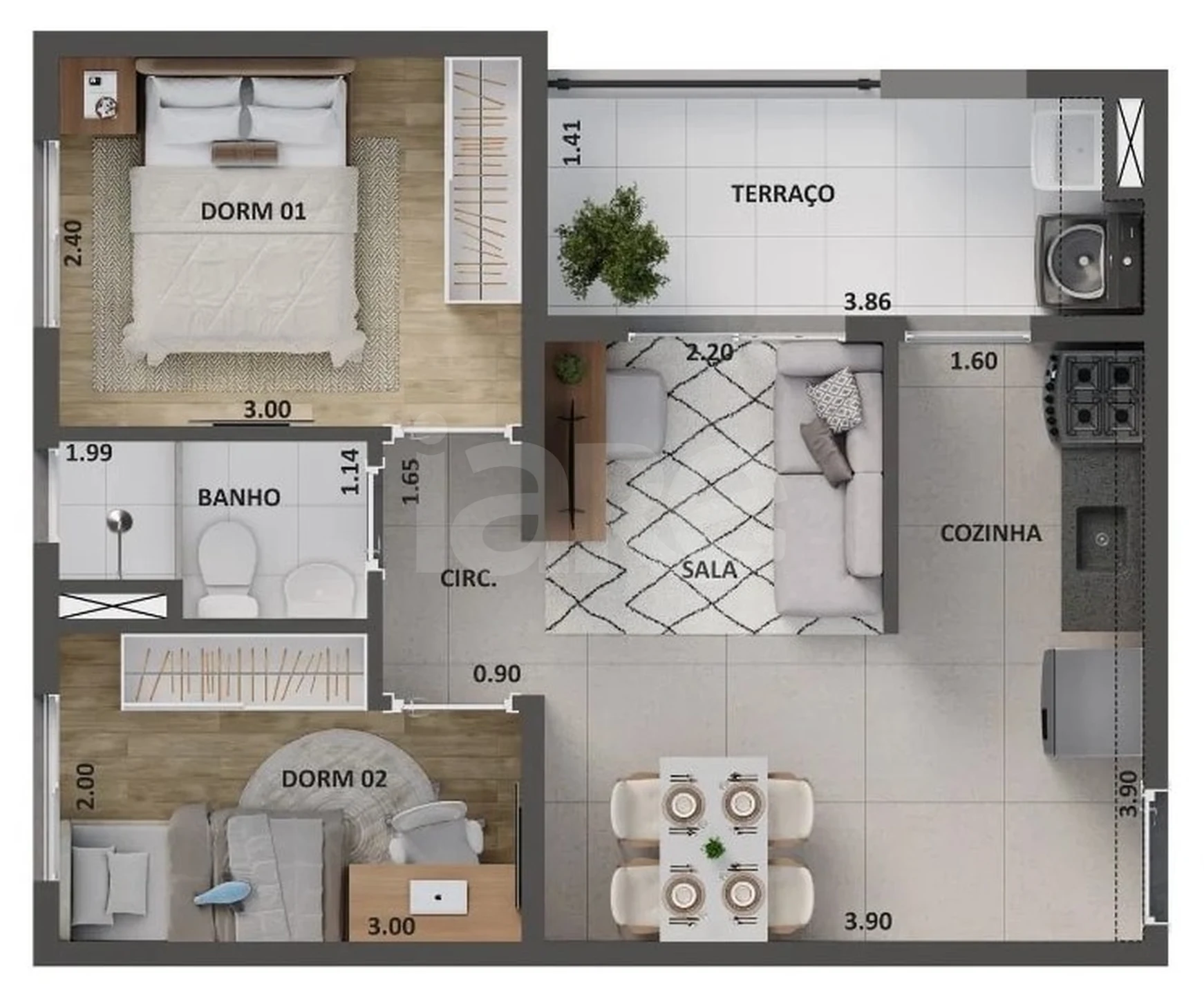 Planta — Apartamento 42 m²